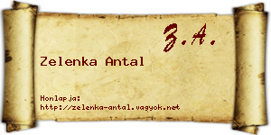 Zelenka Antal névjegykártya